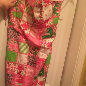 Strapless Lilly Pulitzer Pink and Green Dress